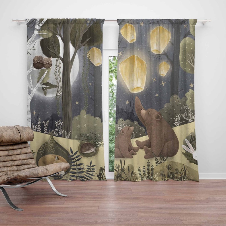 Woodland Nursery Curtains Anim - Baby Nursery Curtains ulasan dan harga