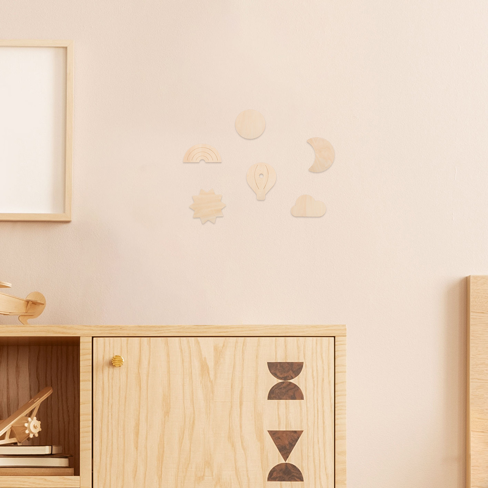 6Pcs Wooden Wall Stickers Sky  - Baby Nursery Hot Air Balloon Theme ulasan dan harga