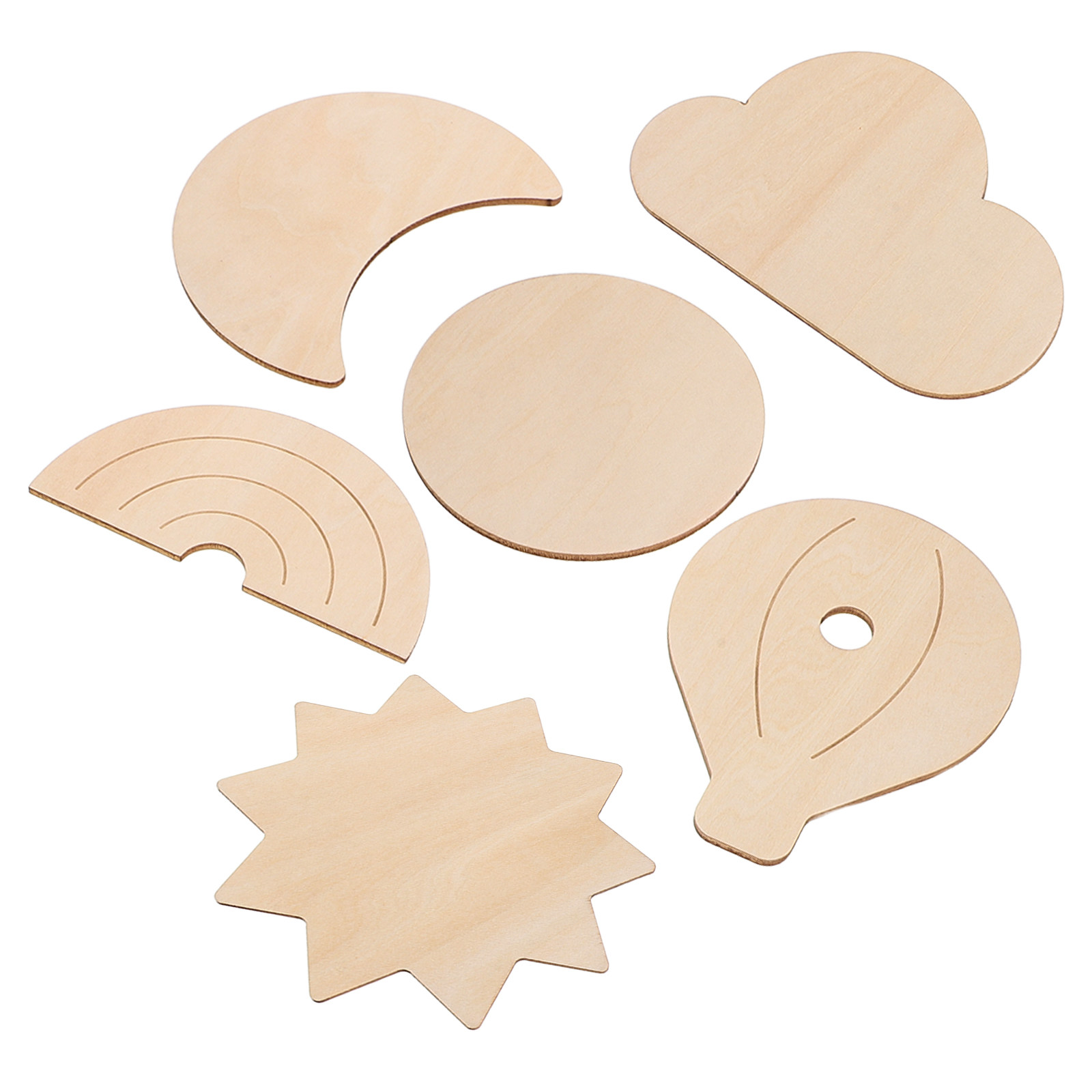 6Pcs Wooden Wall Stickers Sky  - Baby Nursery Hot Air Balloon Theme ulasan dan harga