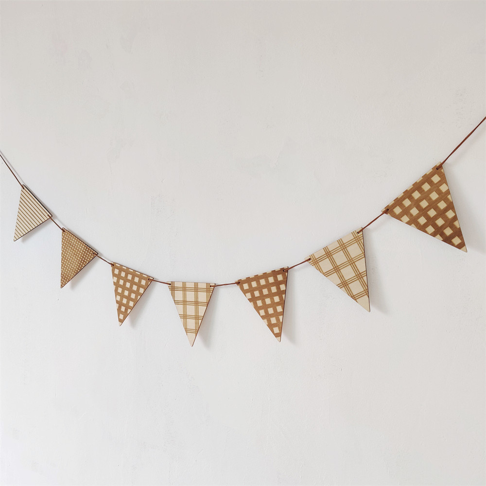 Nordic Wooden Triangle Flag Wa - Baby Nursery Garland ulasan dan harga