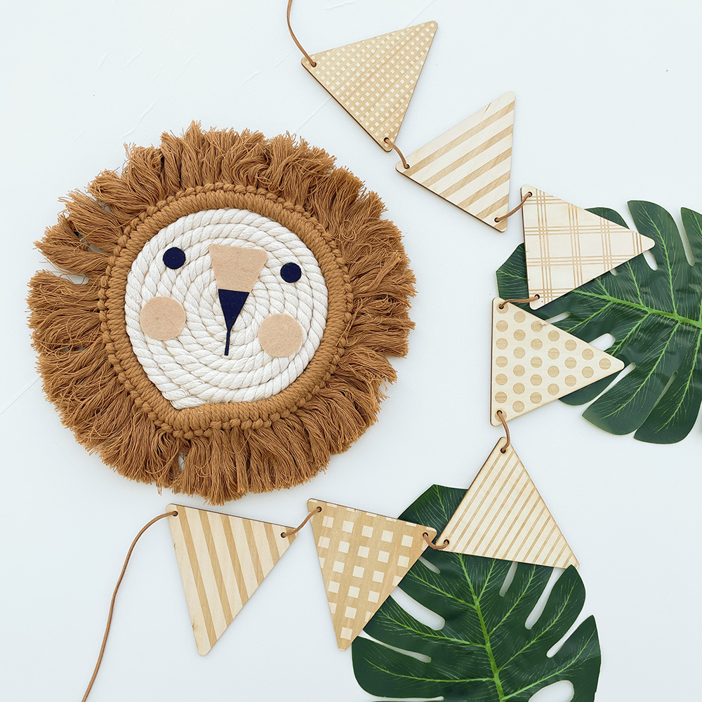 Nordic Wooden Triangle Flag Wa - Baby Nursery Garland ulasan dan harga