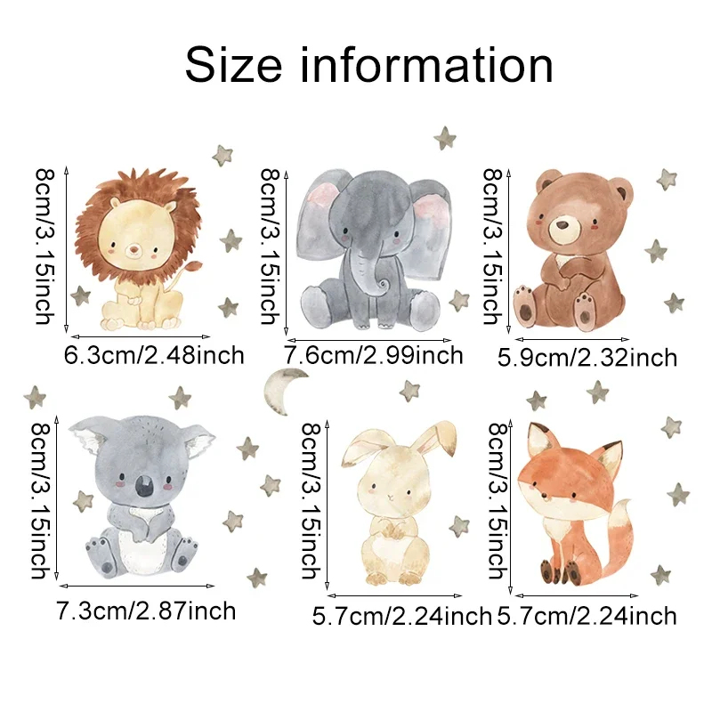 1/2/4set Cartoon Animals Wall  - Baby Nursery Water ulasan dan harga