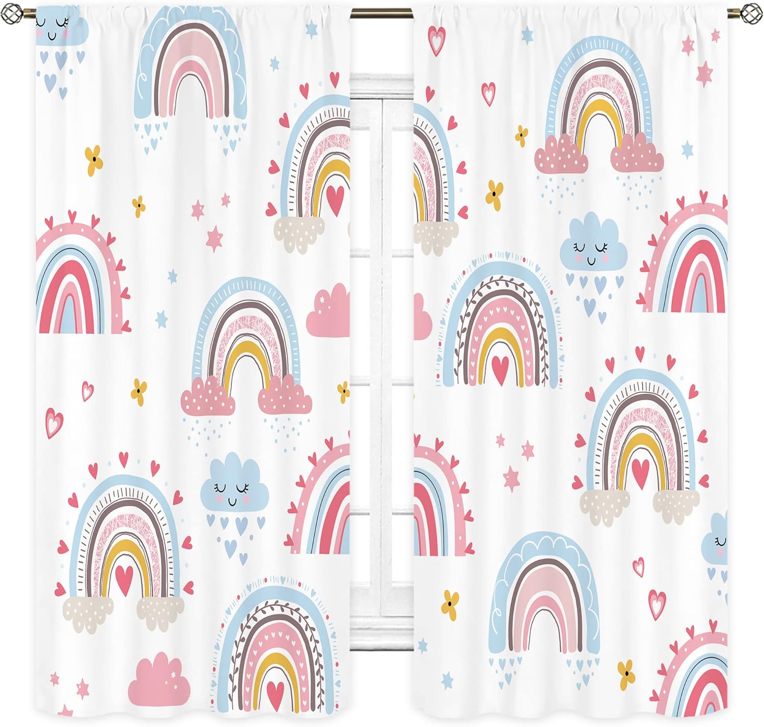 Baby Girls Pink Boho Rainbow C - Baby Nursery Curtains ulasan dan harga