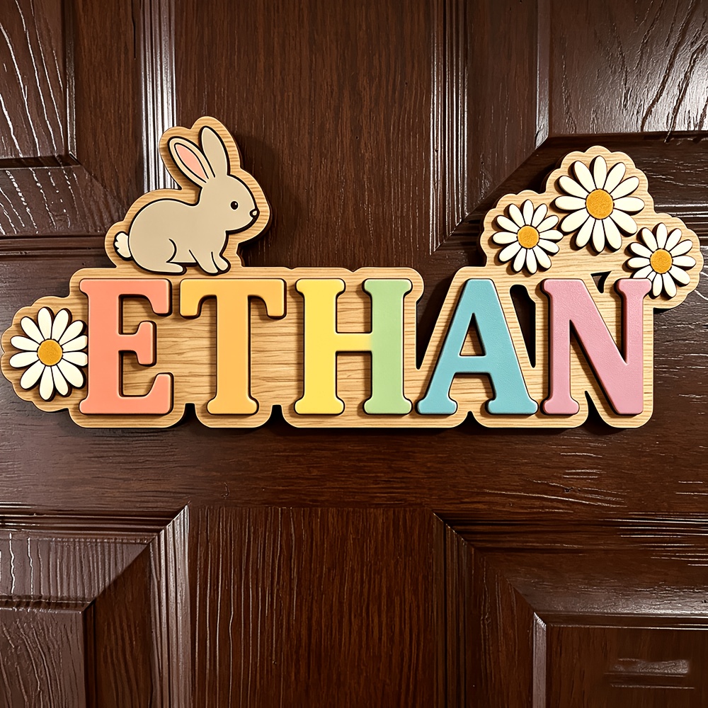Customizable Rainbow Bunny & D - Baby Nursery Accent Wall ulasan dan harga