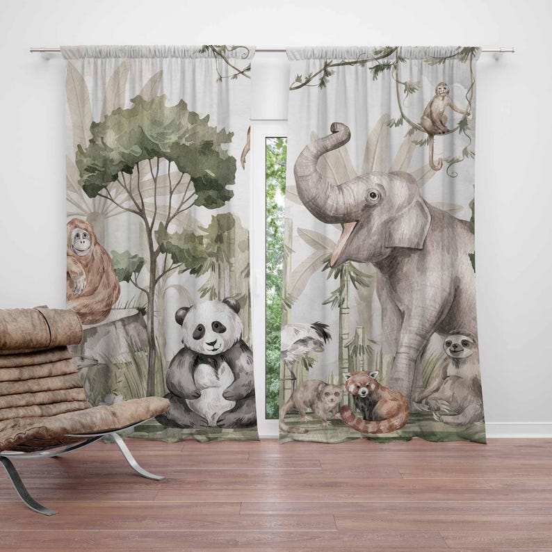 Safari Animals Curtains Kids B - Baby Nursery Curtains ulasan dan harga