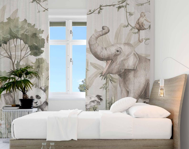 Safari Animals Curtains Kids B - Baby Nursery Curtains ulasan dan harga