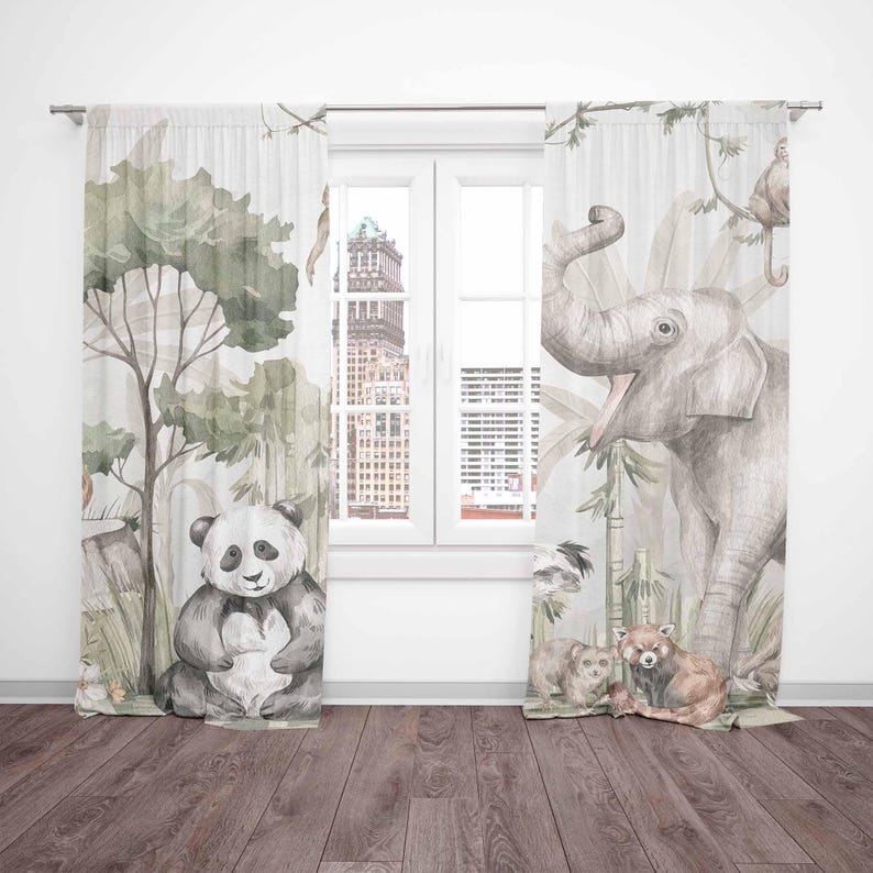 Safari Animals Curtains Kids B - Baby Nursery Curtains ulasan dan harga