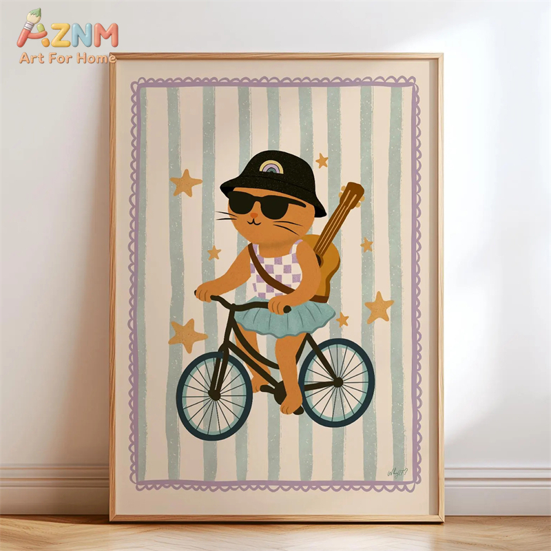 AZNM Retro Groovy Cute Animal  - Baby Nursery Wall Art ulasan dan harga