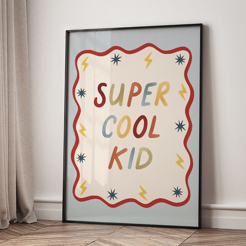 Funny Cartoon Super Cool Kid N - Baby Nursery Wall Art ulasan dan harga