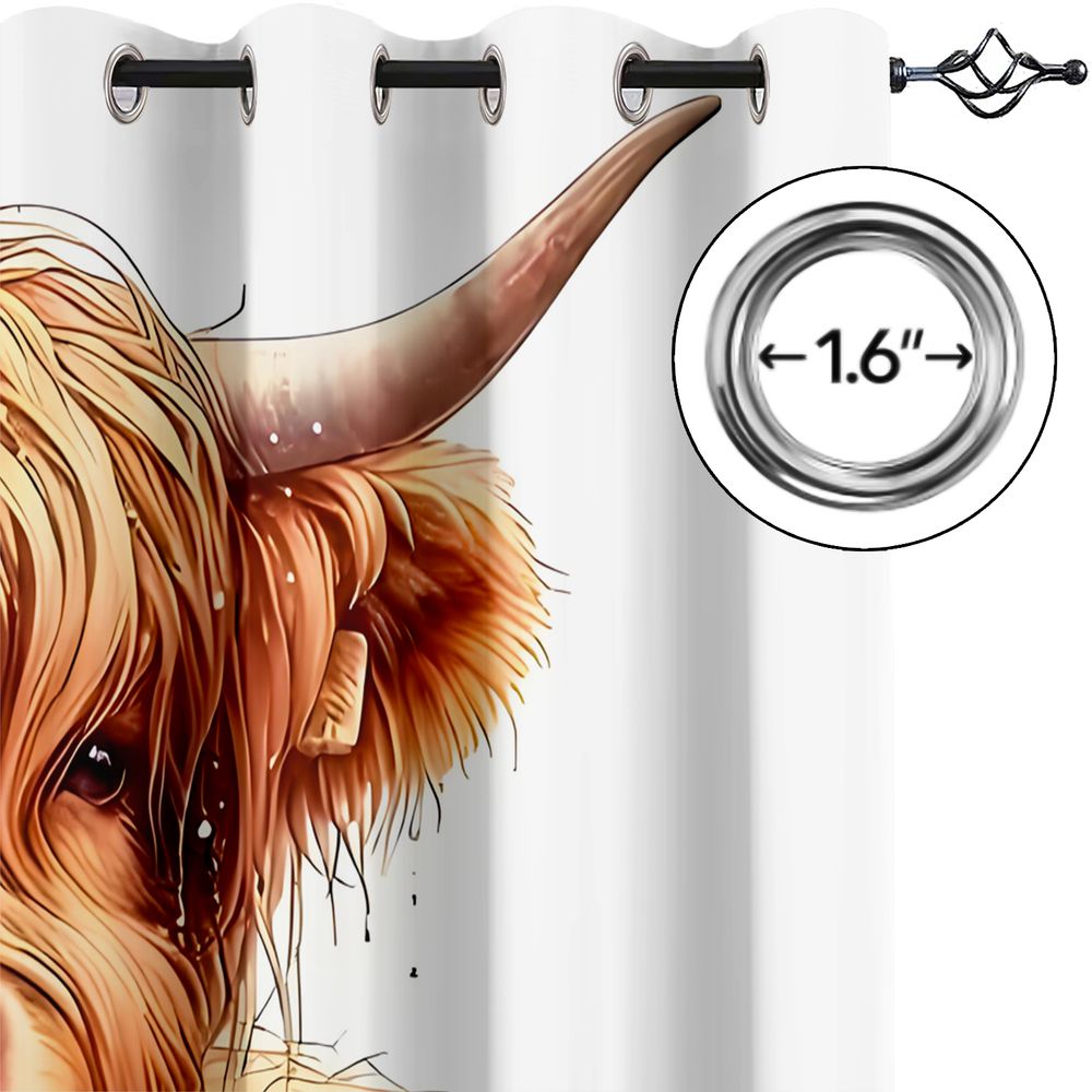 Cute Highland Cow Print Curtai - Baby Nursery Light Shade ulasan dan harga